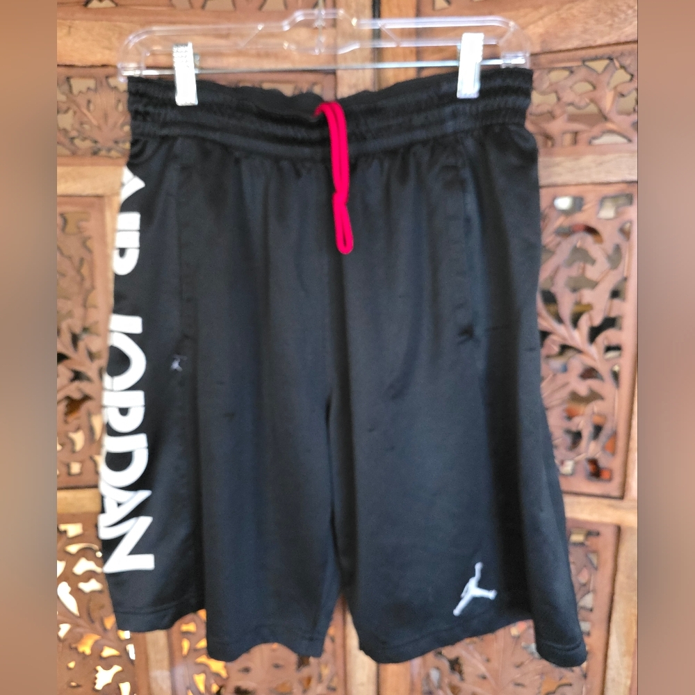 Jordan Black Athletic Shorts with Red Drawstring